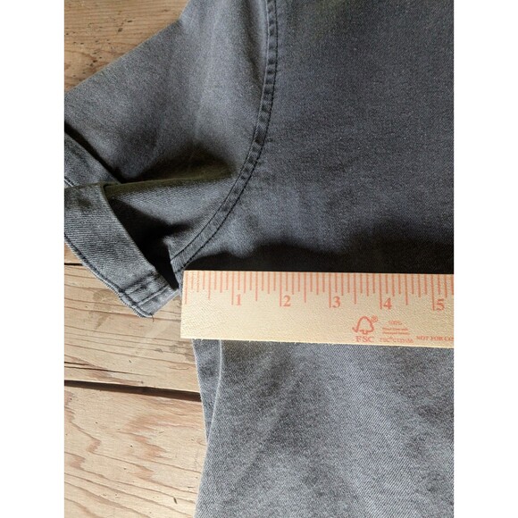 Asos Design Button Down Shirt Mens Large Gray Chambray Short Cuff Sleeve Casual - Picture 13 of 16